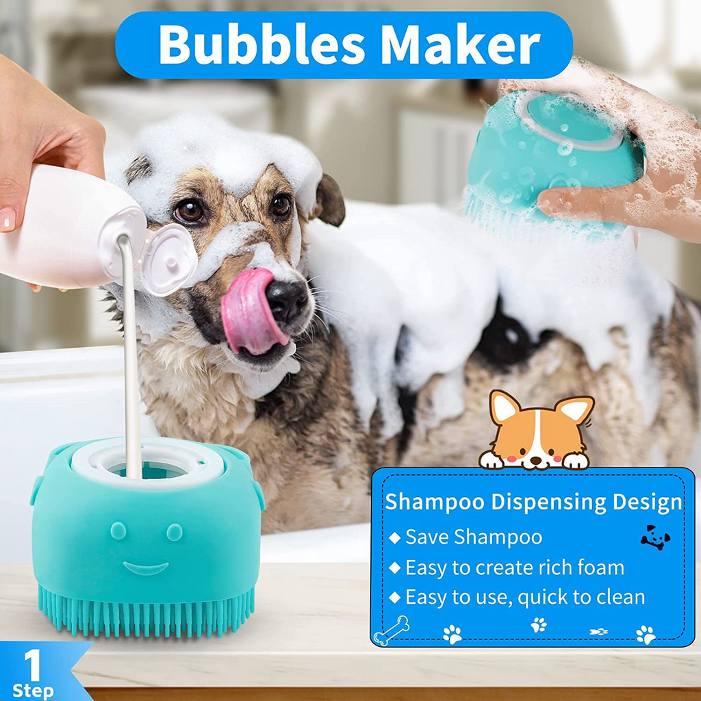 3-Piece Dog Bath & Massage Brush Set