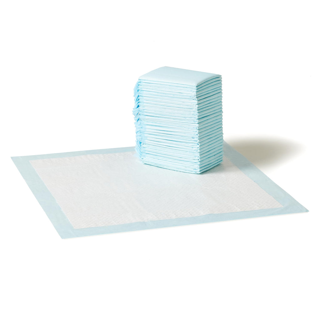 Amazon Basics Leak-Proof Dog and Puppy Potty Training Pee Pads with Quick-Dry 5-Layer Super Absorbent Design, Regular Size 22 x 22 inch, Blue & White, 100 Count